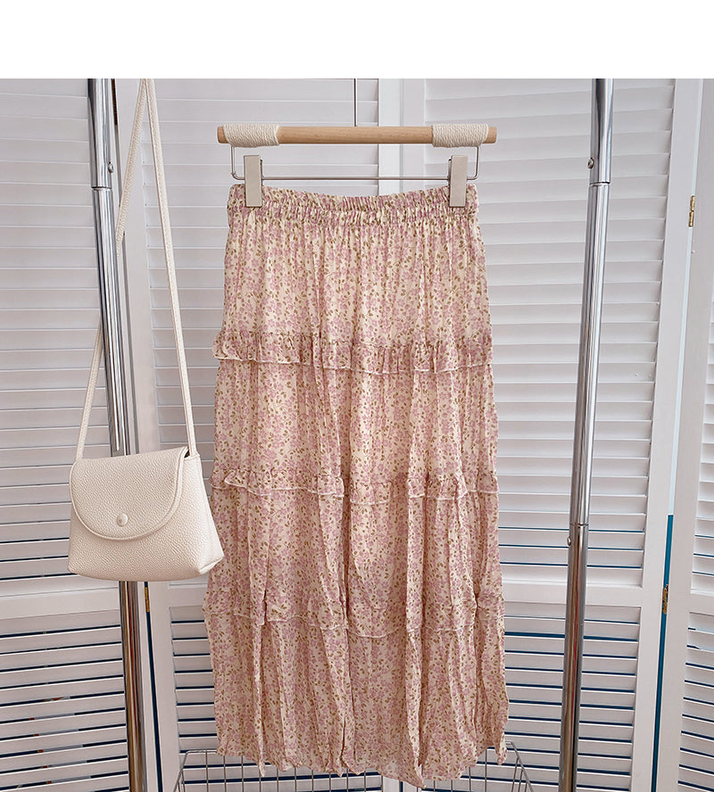 Design feeling gentle and slim high waist A-shaped skirt  5813