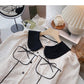 The new Korean doll collar contrast color bandage design feels thin top  6397