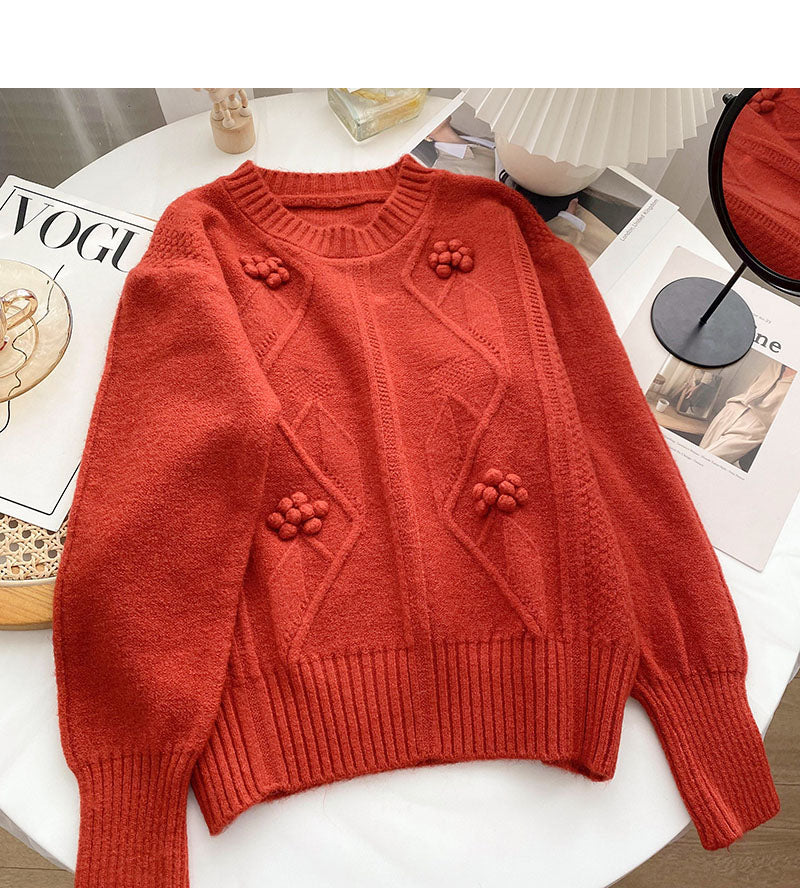 Personalisierter Pullover mit dreidimensionalem Blümchendesign 6002