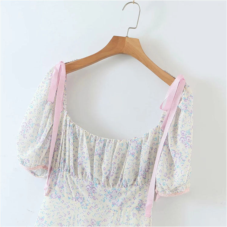 Französisches bauchbedeckendes dünnes Retro-Kleid 7137