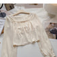 French Vintage Square Neck Long Sleeve Shirt  6368