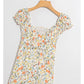 Wind garden small broken flower decoration low breast long dress  7030