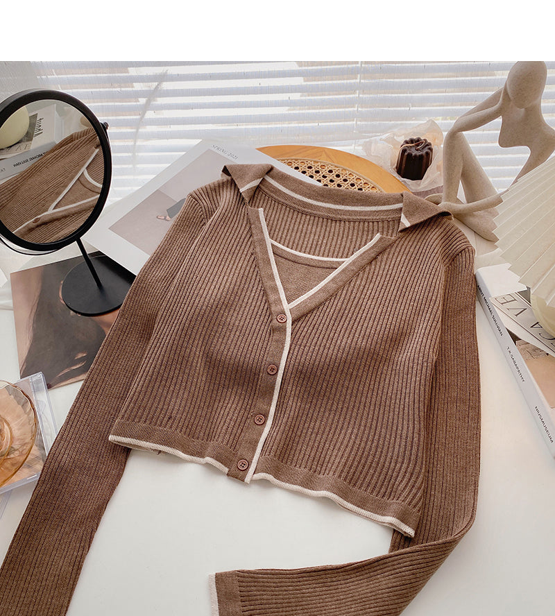 Gestalten Sie Ihr personalisiertes Revers-Langarm-Pullover-Top 6484