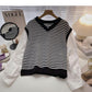 Contrast stripe V-Neck long sleeve shirt  6315