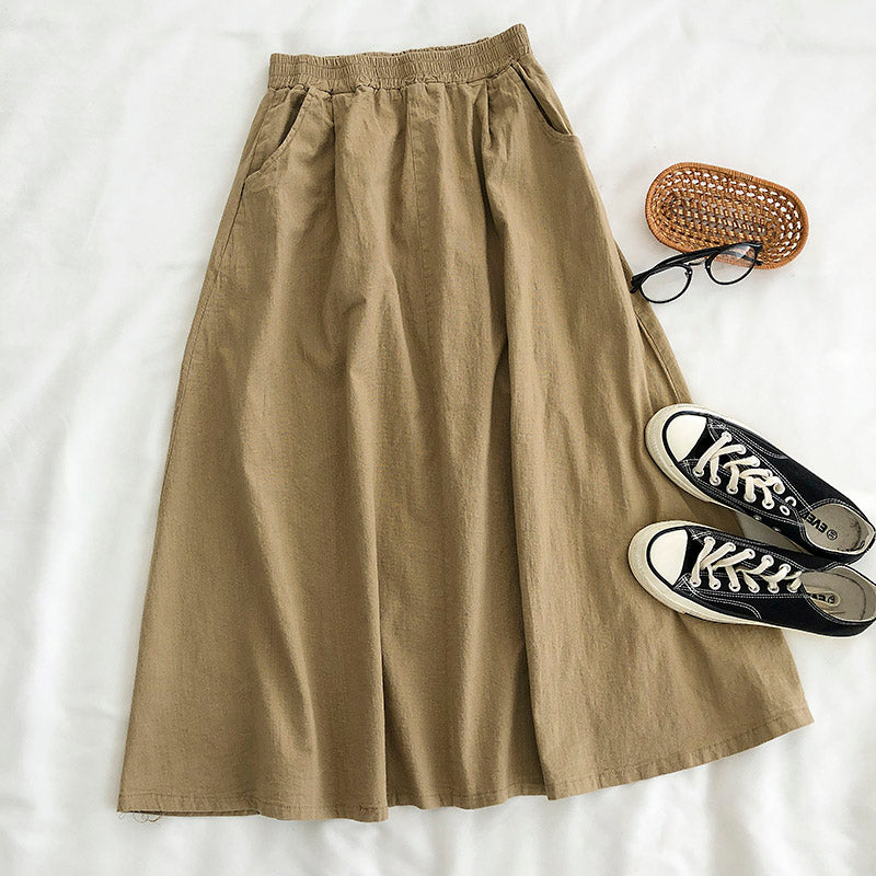 New Korean version Harajuku BF port style retro tooling medium length skirt  5672