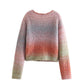 V-Neck long sleeve loose knit coat  7528