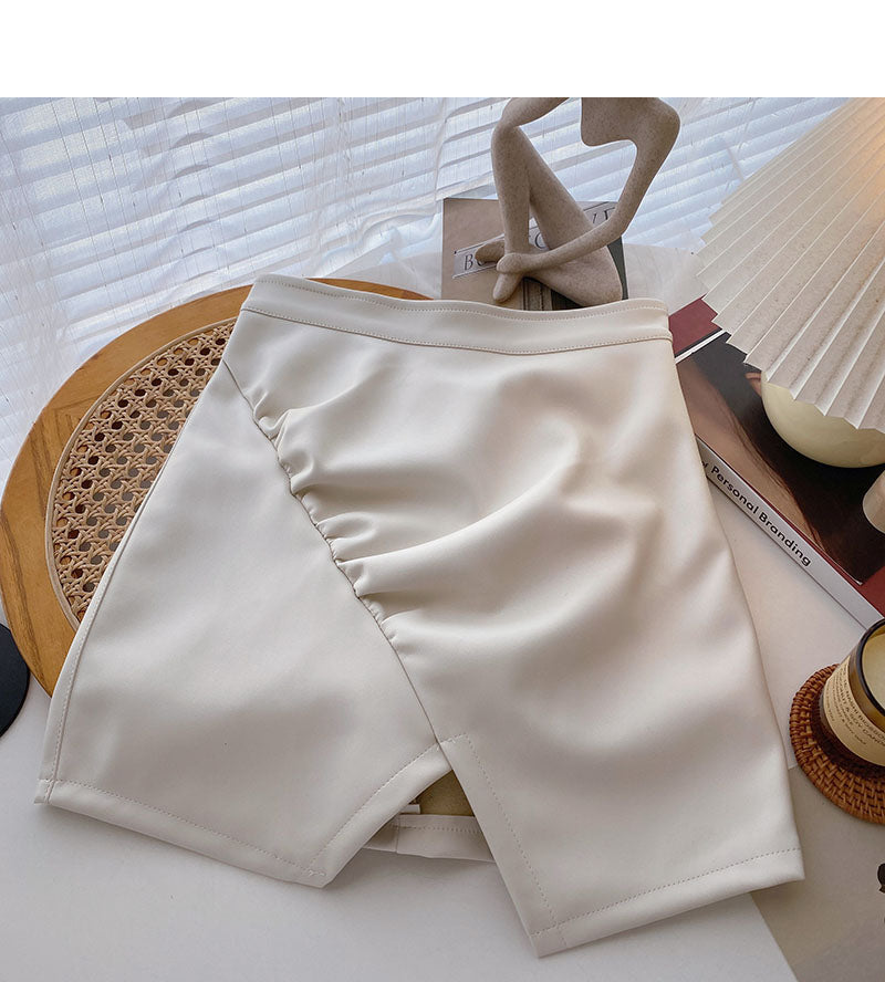 High waist pleated Hip Wrap slim design personalized A-line skirt  5563
