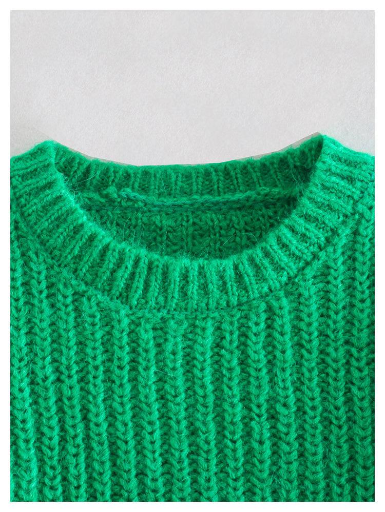 Kurzer Pullover mit Puffärmeln im Retro-Minoritätsdesign 7155