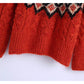 Lazy Wind Pullover Jacquard-Wollkugelpullover Pullover 7475