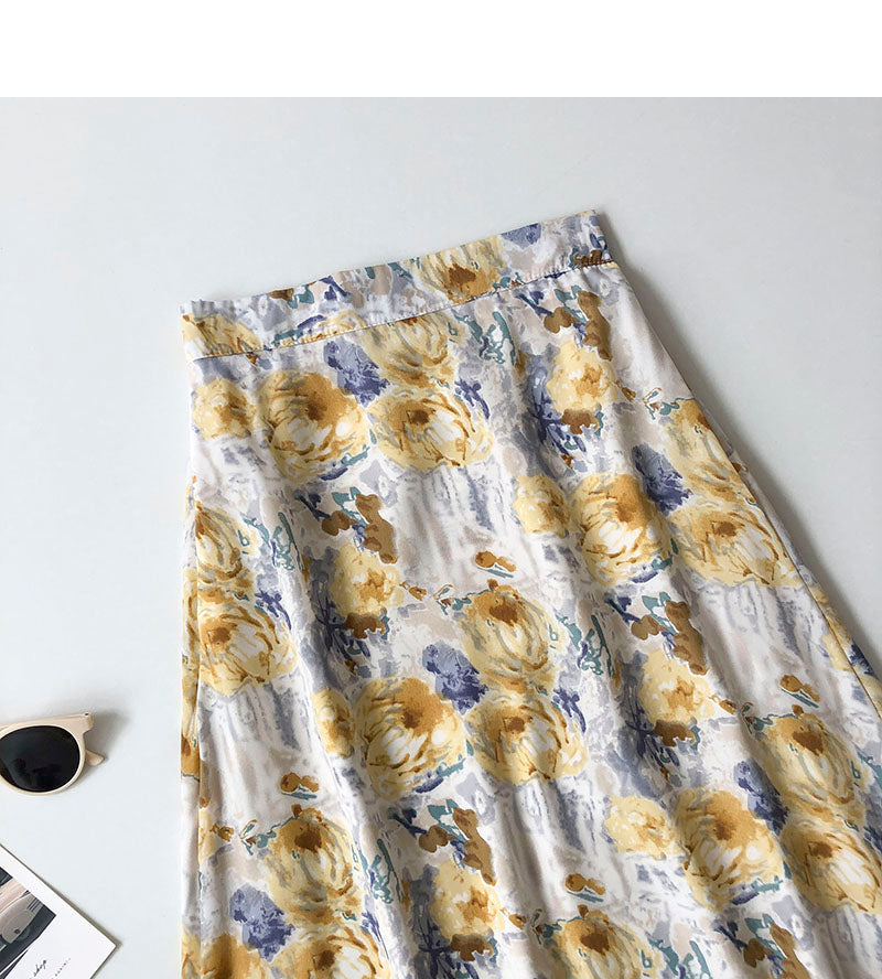 Women's Korean literary minority high waist A-shaped skirt  5692