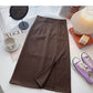 Retro split mid length slim A-line skirt  5703