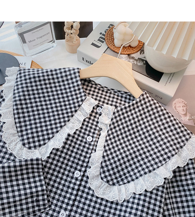 Lace Baby collar design shirt long sleeve top  6369
