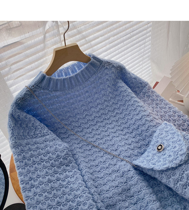Koreanische Version fauler Wind süßer einfarbiger lockerer Pullover Pullover 5943