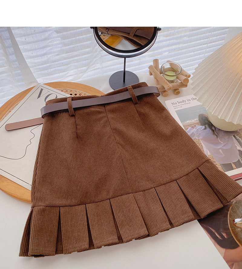 New Korean retro age reducing skirt with belt  5547