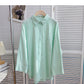 Long sleeve solid color shirt casual loose cardigan top  6426