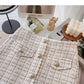 Korean version of thin gold coarse tweed small fragrant grid skirt  5627