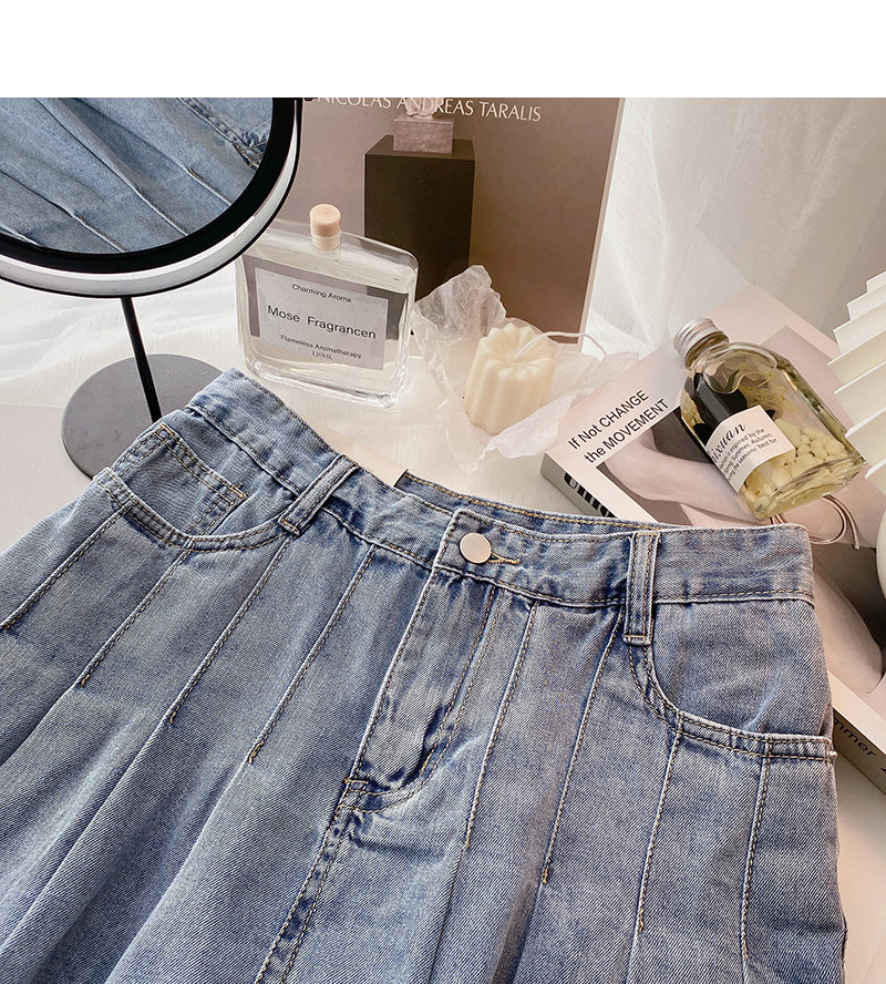 New Korean version of foreign style age reducing high waist A-line skirt  5640