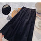 Hong Kong style leisure solid color high waist corduroy dress  5776