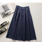 Solid Hong Kong style leisure high waist A-shaped medium and long skirt  5693