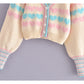 Love printed V-neck bubble sleeve knitted cardigan  7191