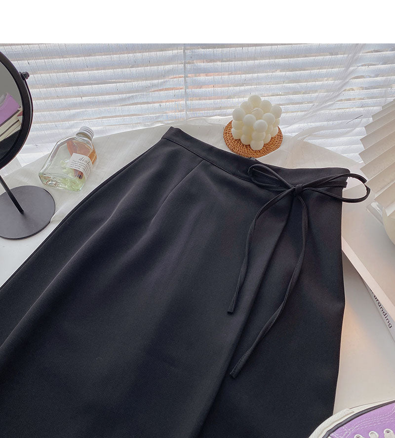 Fashion temperament simple solid color retro A-line skirt  5747