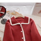 Slim Lapel contrast long sleeve cardigan top fashion  6208