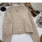 Single breasted round neck Vintage twist sweater  6114