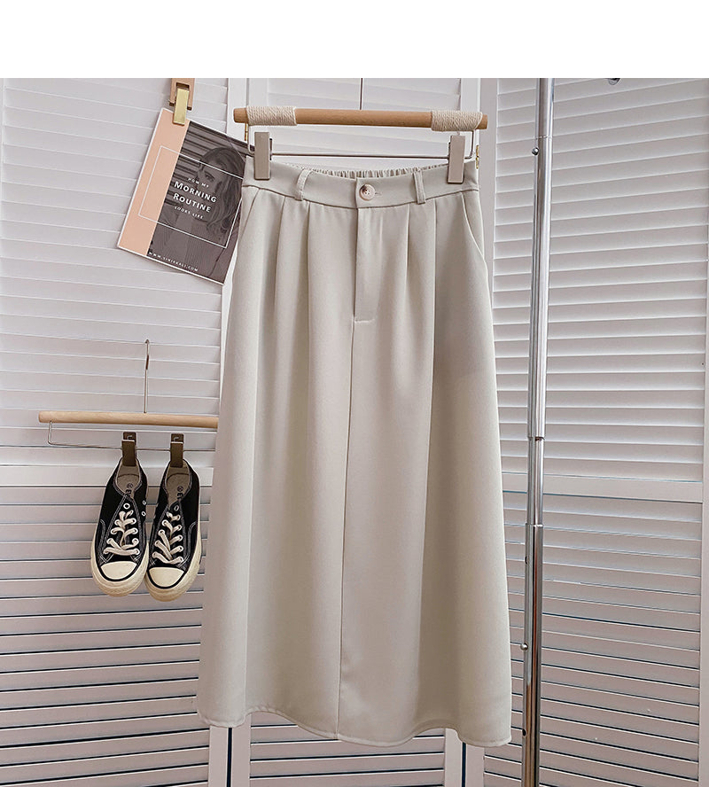 Solid color versatile high waist skirt  5825