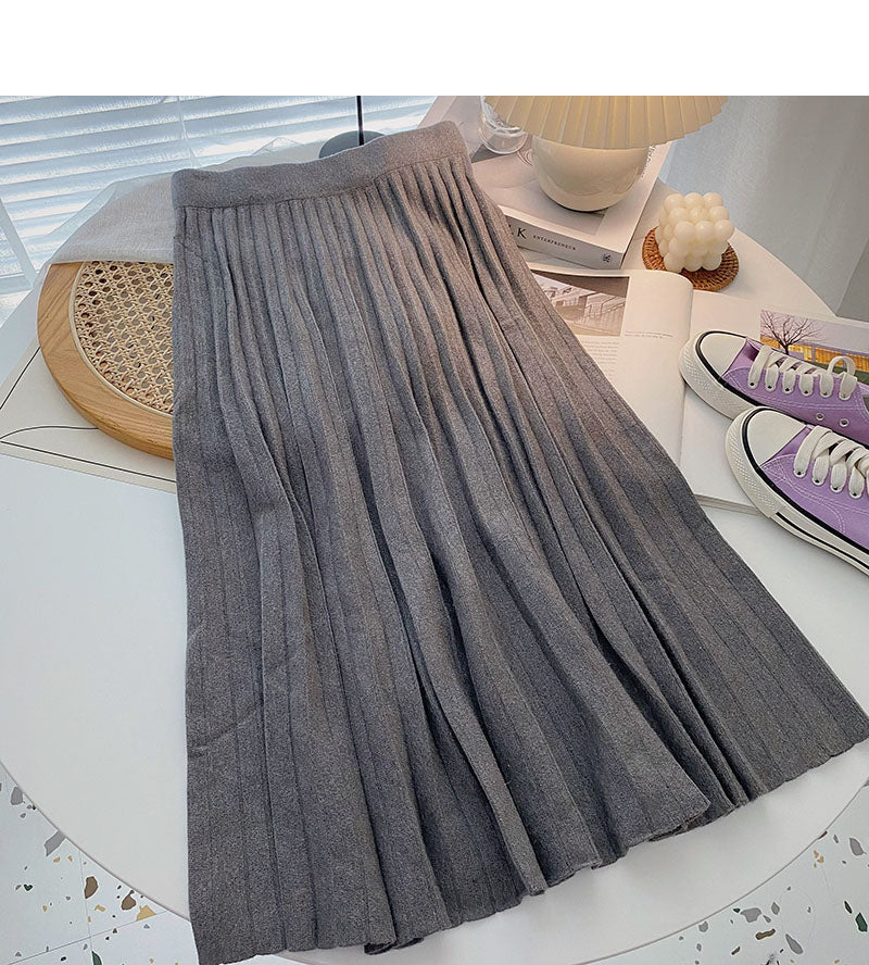 Retro-Modenische A-förmiger Strickrock mit hoher Taille 5756