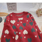 Haut ample à manches longues avec motif rétro en jacquard Love 6159
