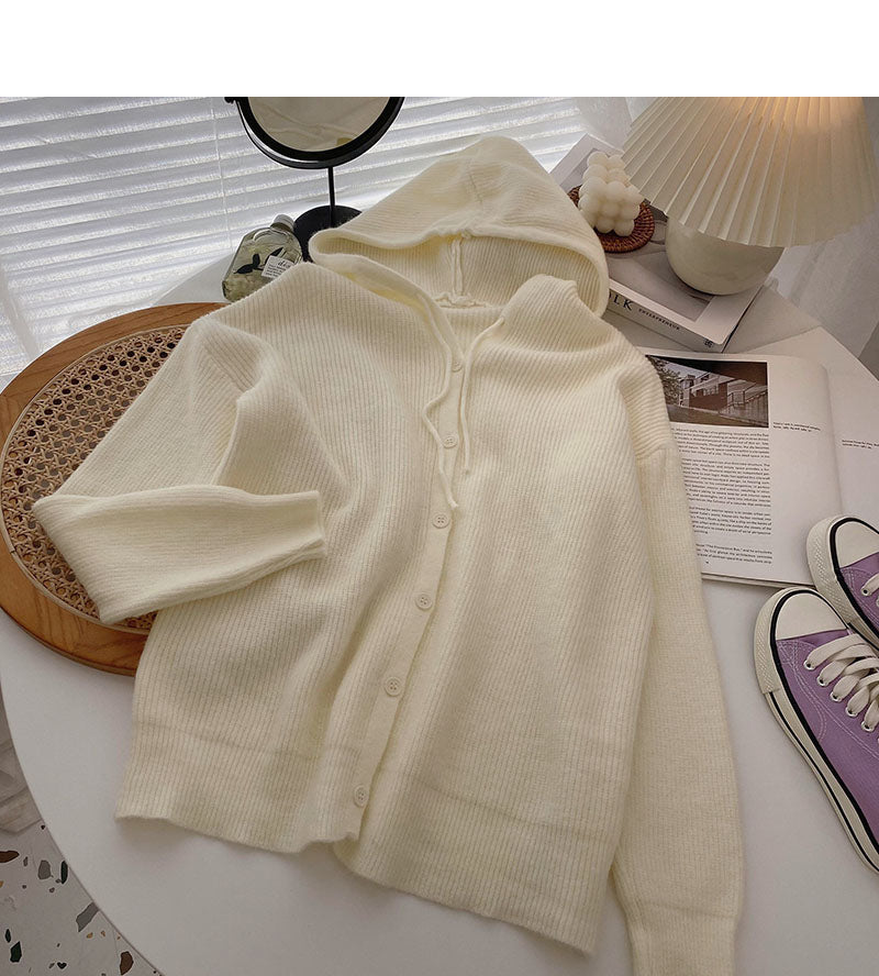 Pull femme style paresseux couleur unie manteau ample à capuche 5927