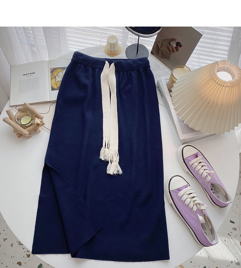Korean version of lazy style versatile pop split skirt  5783