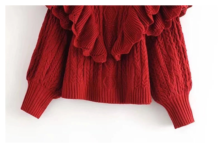 Pull en maille octogonale à superpositions de dentelle polyvalente 7455