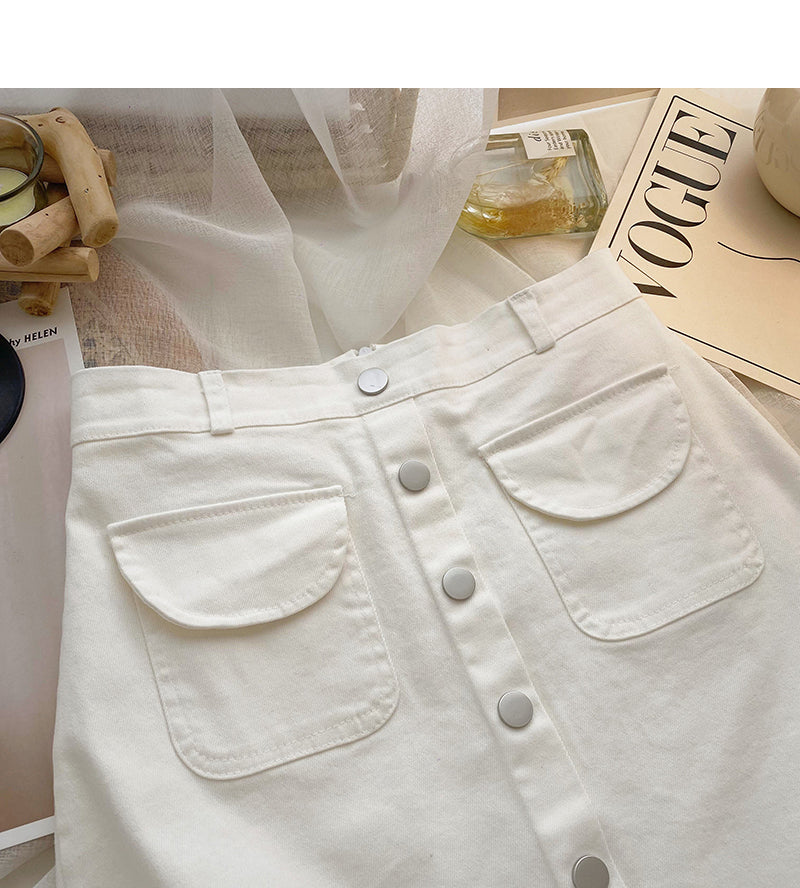 New Korean single breasted high waist skirt  5650