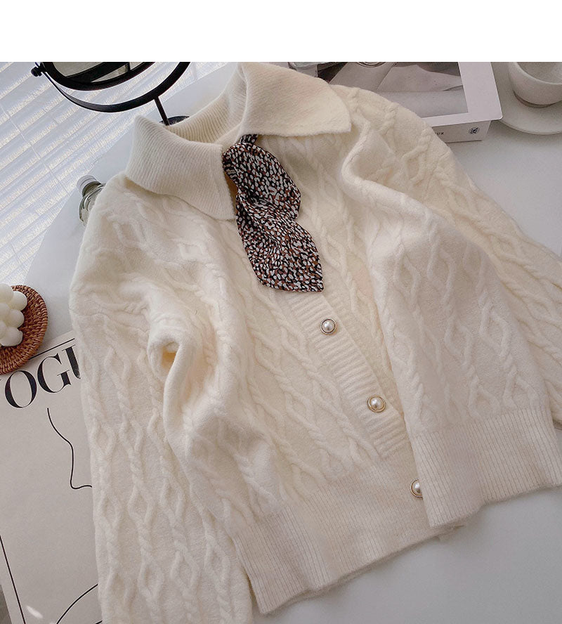 Design sense Vintage Lace up silk scarf loose top  5889