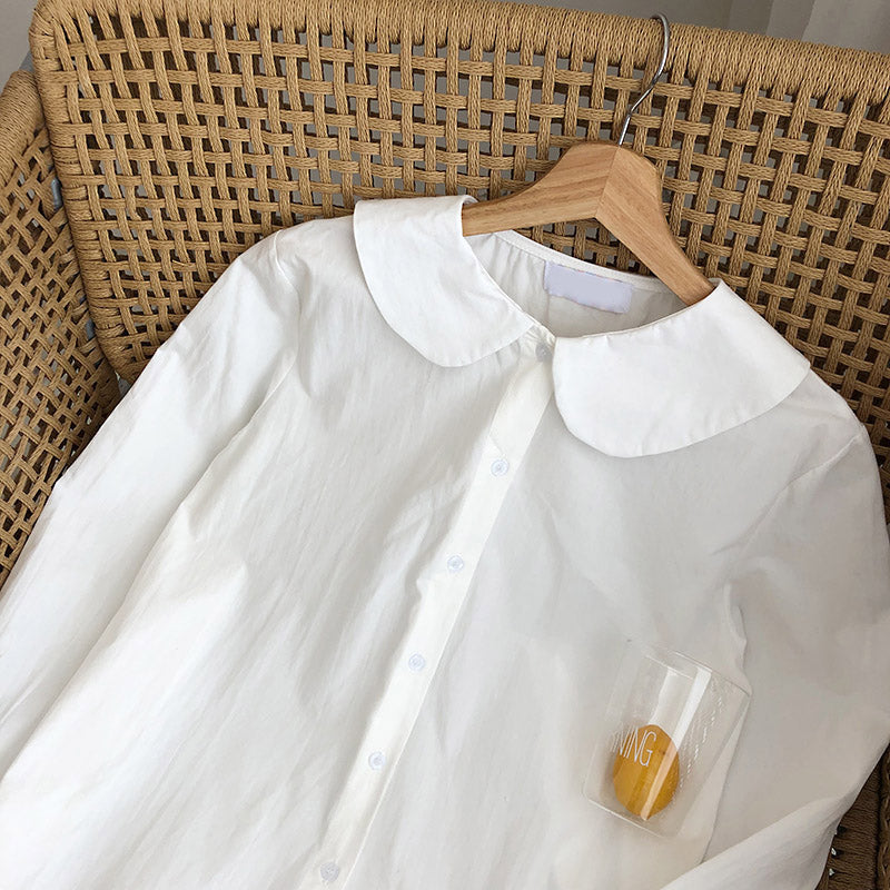 Old age literary style long sleeved shirt  6233