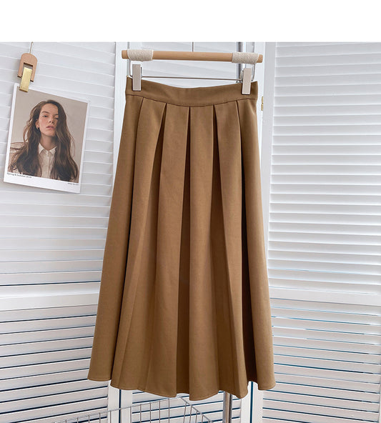 The new Korean version is slim and Retro High Waist A-shaped skirt  5824