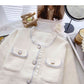 French Style Lace Edge round neck long sleeve top  6049