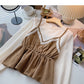 Vintage shirt with thin waist stitching fake two tops  6387