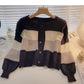 Korean minority retro single breasted round neck sweater  5862