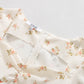 French Floral Vintage square neck bubble sleeve dress skirt  7038