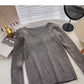 Einfarbiger Pullover mit langen Ärmeln und V-Ausschnitt 6535