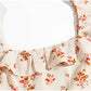 French gentle first love elastic wrinkled girl broken flower knee dress  7092