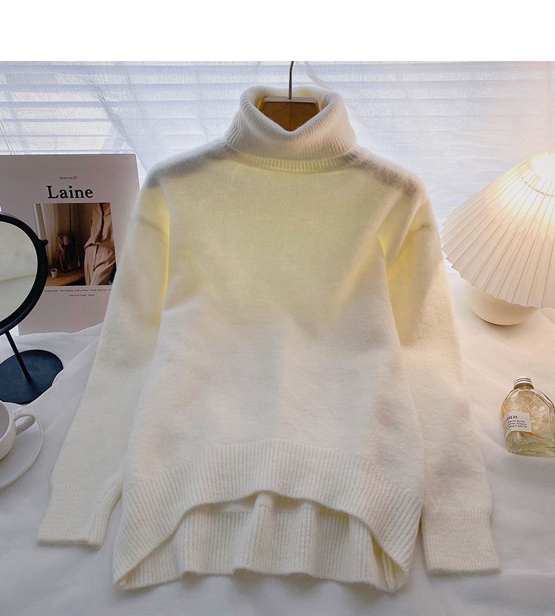 Fauler, einfarbiger Retro-Minoritäts-Langarm-Pullover, lockeres Oberteil 6642