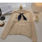 Small retro Silk Scarf Lace up round neck design top  5853
