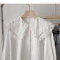 Chemise à col bébé en dentelle version coréenne haut simple boutonnage mince et de style étranger 6435