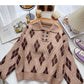 Revers-Pullover im Rauten-Kontrasttop 6050