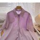 Niche design personality fashion hollow out long sleeve Lapel top cardigan  6413