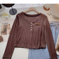 Design sense niche slim V-neck short knit top  6666
