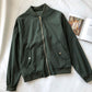 Baseball Jacket loose long sleeve stand collar Zipper Jacket Women  6210